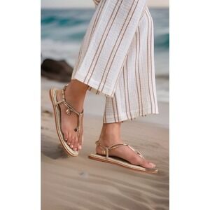 Women's Schultz Gold Metallic Mitchell Sandal With Charms Size  9.5 NWT